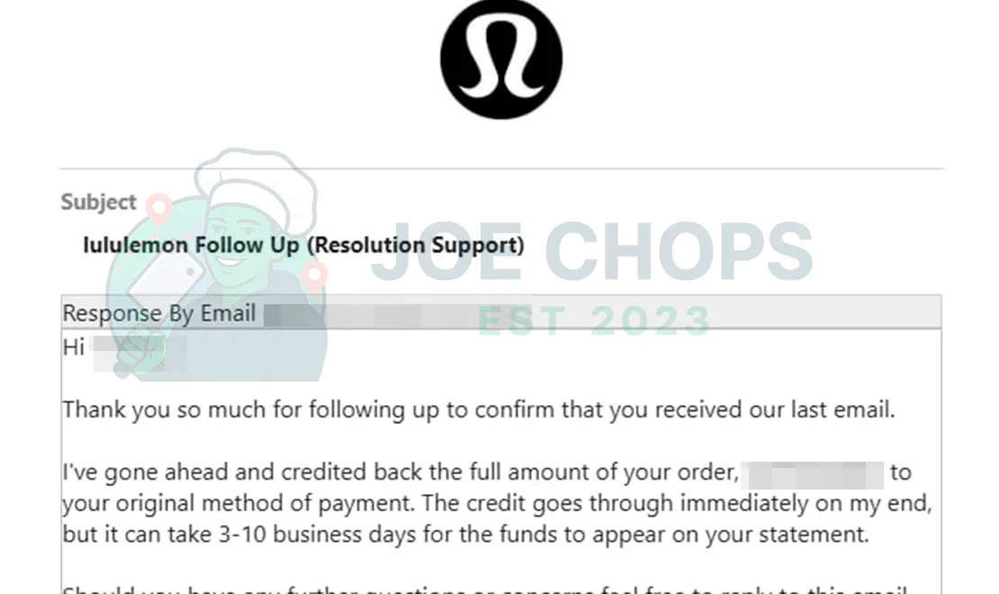 Lululemon Order Success